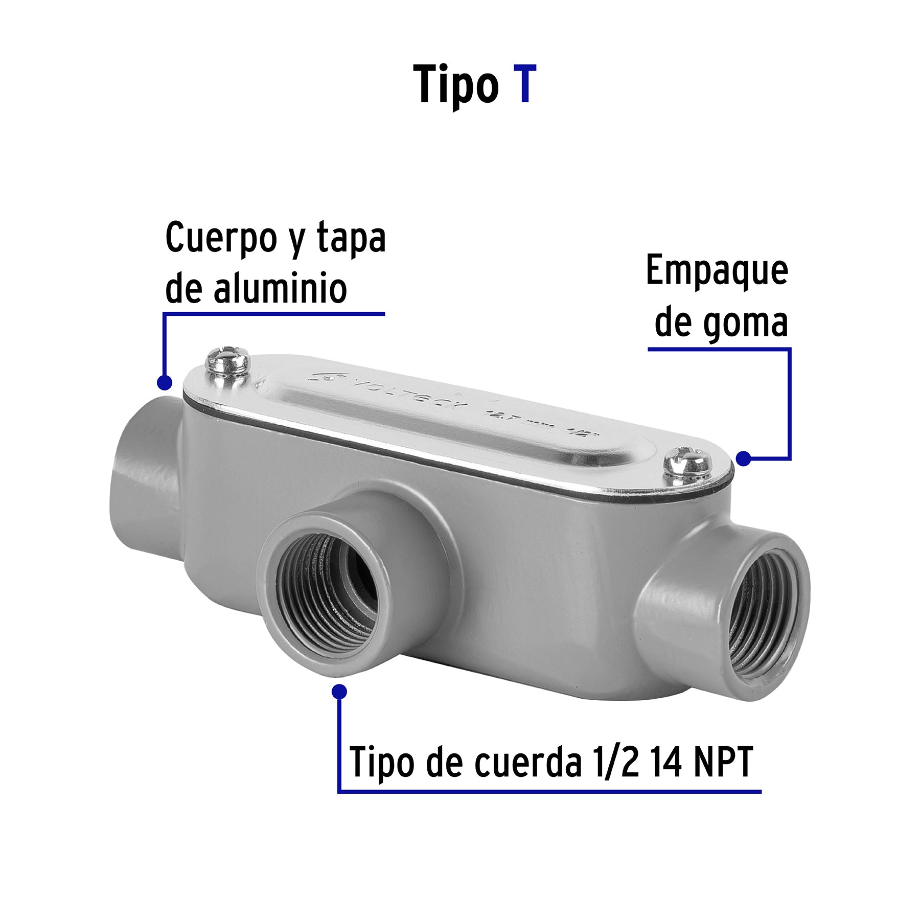 Condulet 1/2' conexión tipo T, Volteck | COLET-1/2-T | 46979