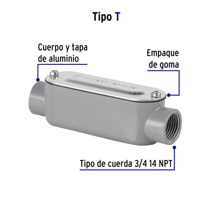 Condulet 3/4' conexión tipo T, Volteck | COLET-3/4-T | 46980