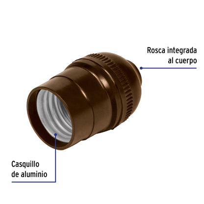 Portalámpara de baquelita, sencillo a granel, Volteck | POBA-10G | 47040