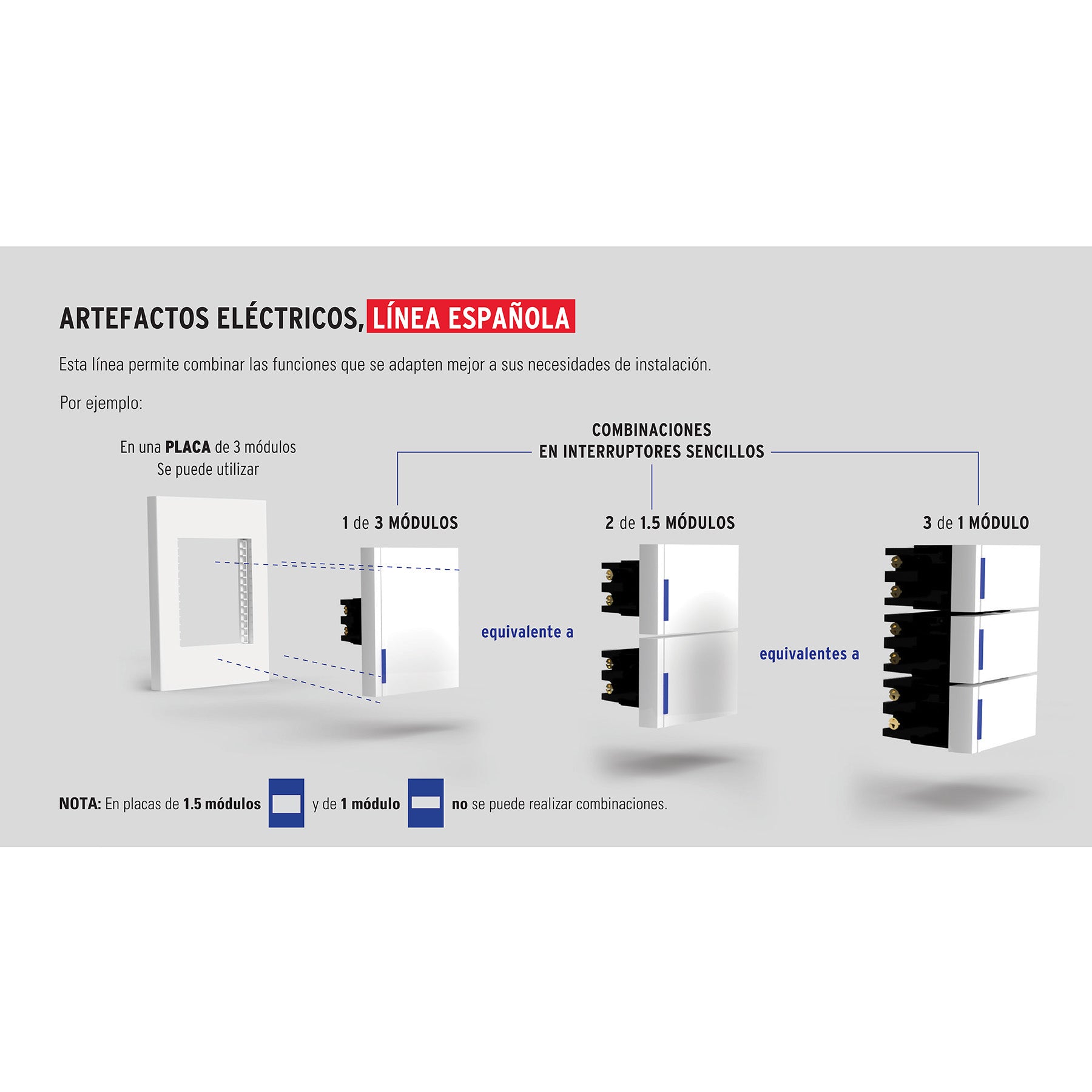Placa 1 ventana, 1.5 módulos, línea Española, color blanco | PPSE15-EB | 47044