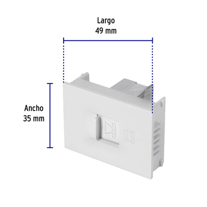 Toma de teléfono, 1.5 módulos, línea Española, color blanco | TE15-EB | 47056