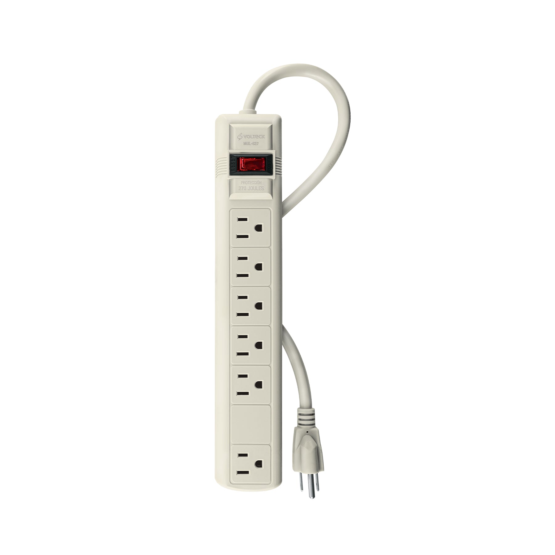 Multicontacto 14 AWG 6 entradas supresor de picos 270 joules | MUL-627 | 47183
