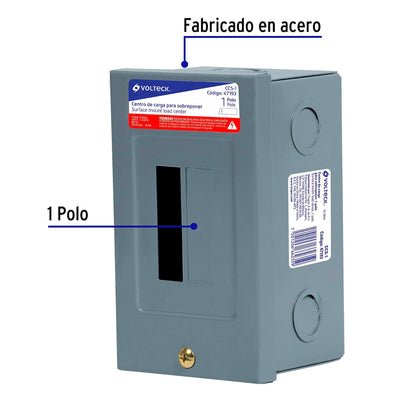 Centro de carga de sobreponer, 1 polo, Volteck | CCS-1 | 47193