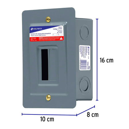 Centro de carga empotrable, 2 polos, Volteck | CCE-2 | 47194