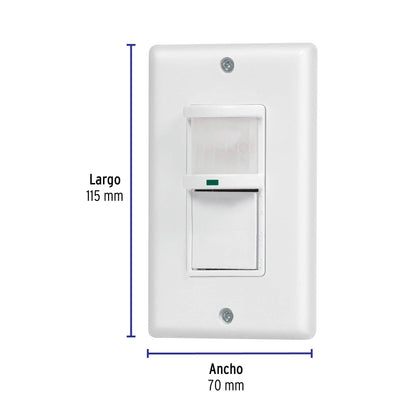 Sensor de movimiento con interruptor de pared, Volteck | SEMO-CL | 47230
