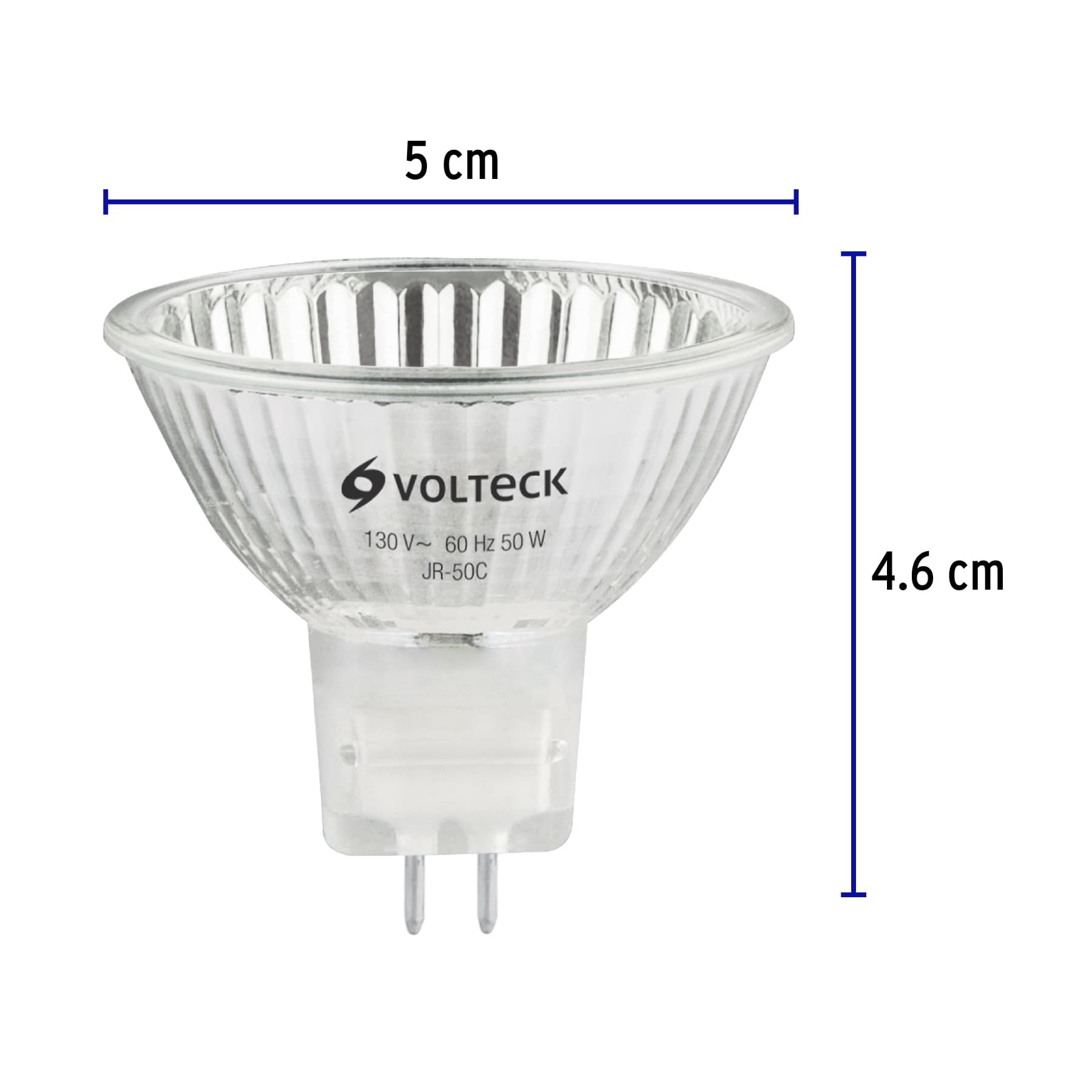 Lámpara de halógeno transp. 50 W tipo MR16 en caja, Volteck | JR-50C | 47254