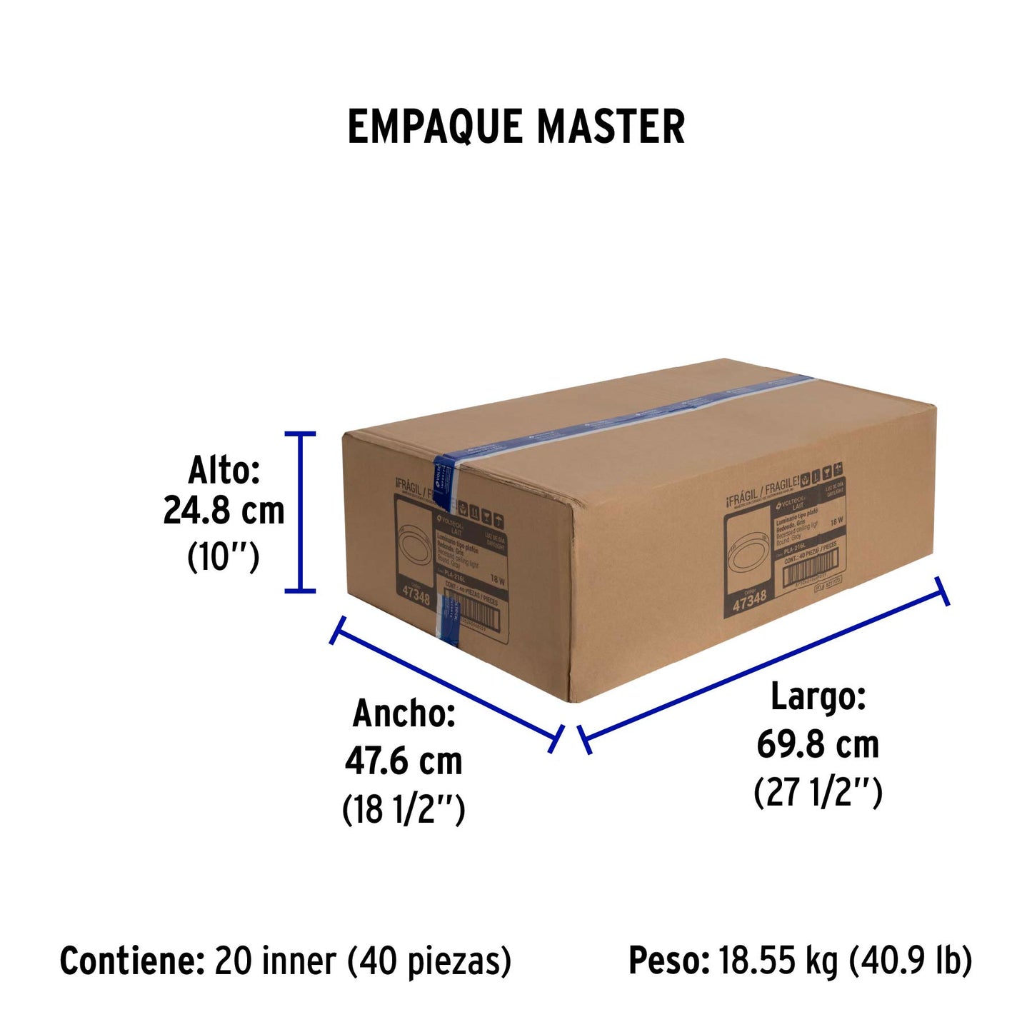Luminario LED plafón 18W 6500K, redondo, gris, VOLTECK | PLA-216L | 47348