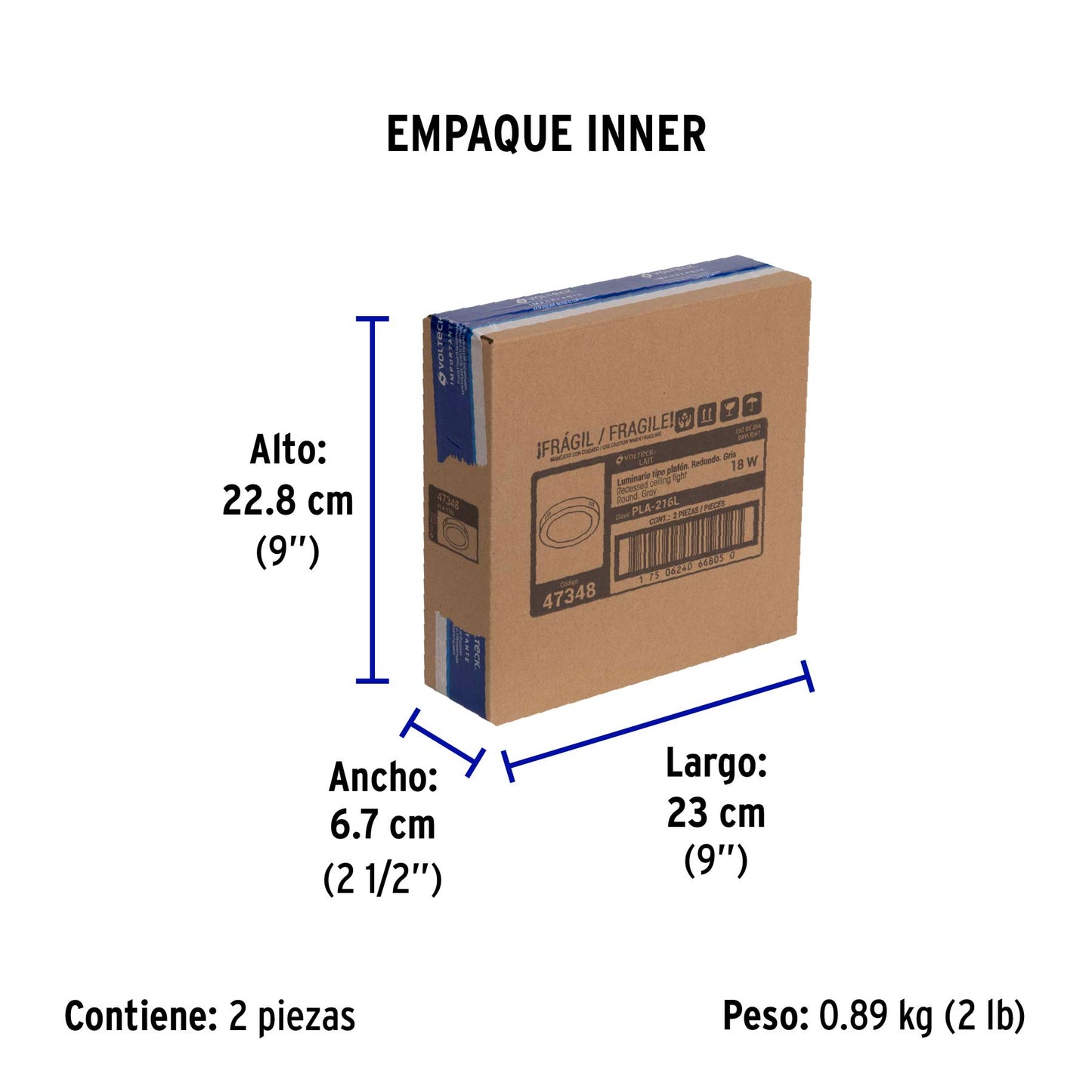 Luminario LED plafón 18W 6500K, redondo, gris, VOLTECK | PLA-216L | 47348