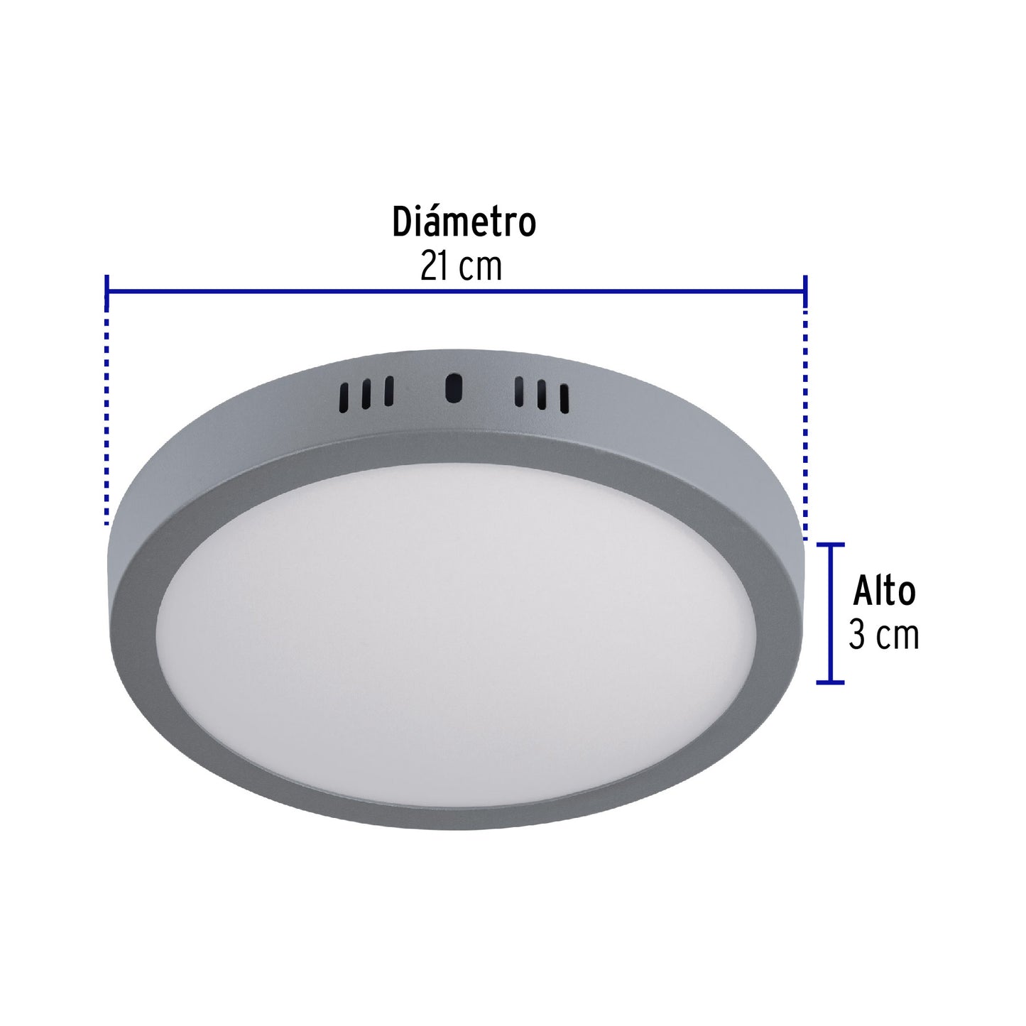 Luminario LED plafón 18W 6500K, redondo, gris, VOLTECK | PLA-216L | 47348