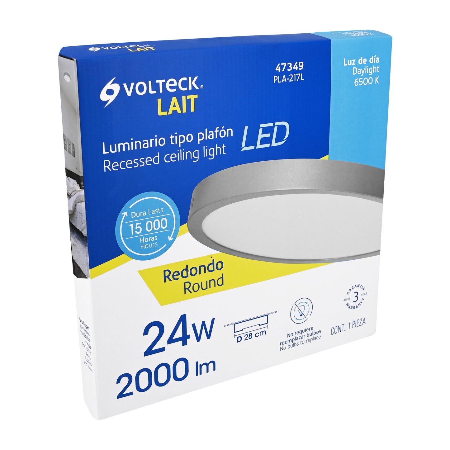 Luminario LED plafón 24W 6500K, redondo, gris, VOLTECK | PLA-217L | 47349