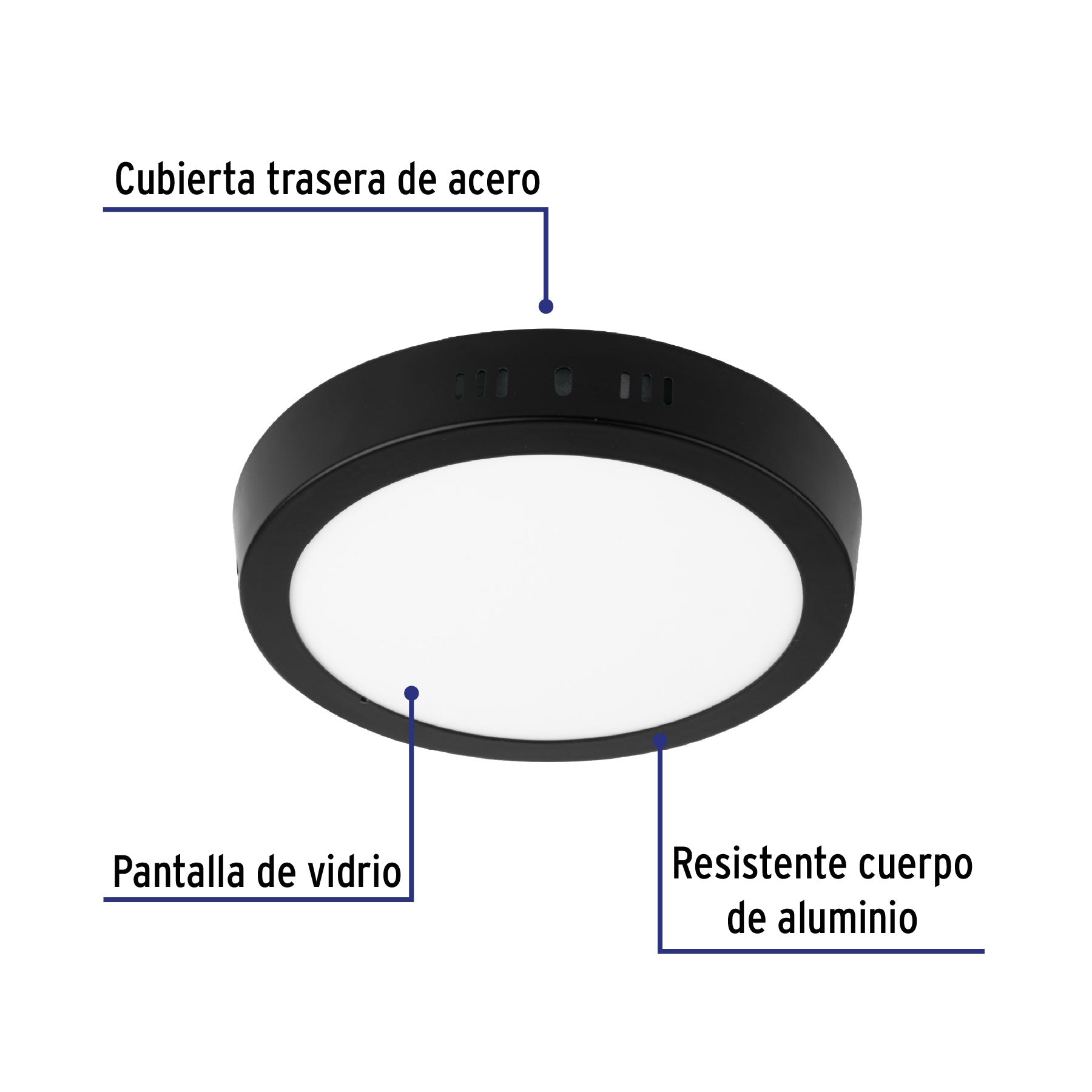 Luminario LED plafón 12W 6500K, redondo, negro, VOLTECK | PLA-225L | 47396