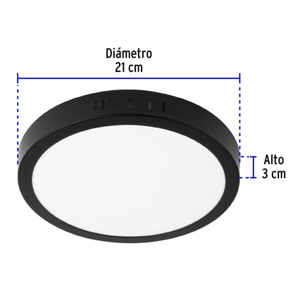 Luminario LED plafón 18W 6500K, redondo, negro, VOLTECK | PLA-227L | 47397