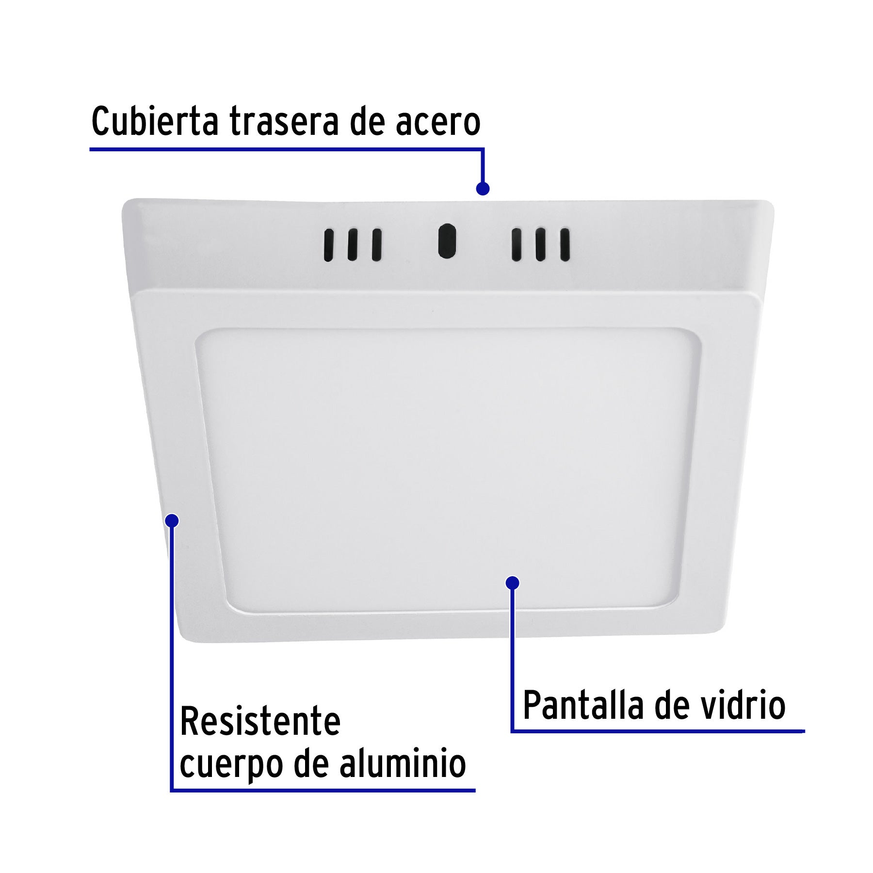 Luminario LED plafón 12W 6500K, cuadrado, blanco, VOLTECK | PLA-211L | 47443