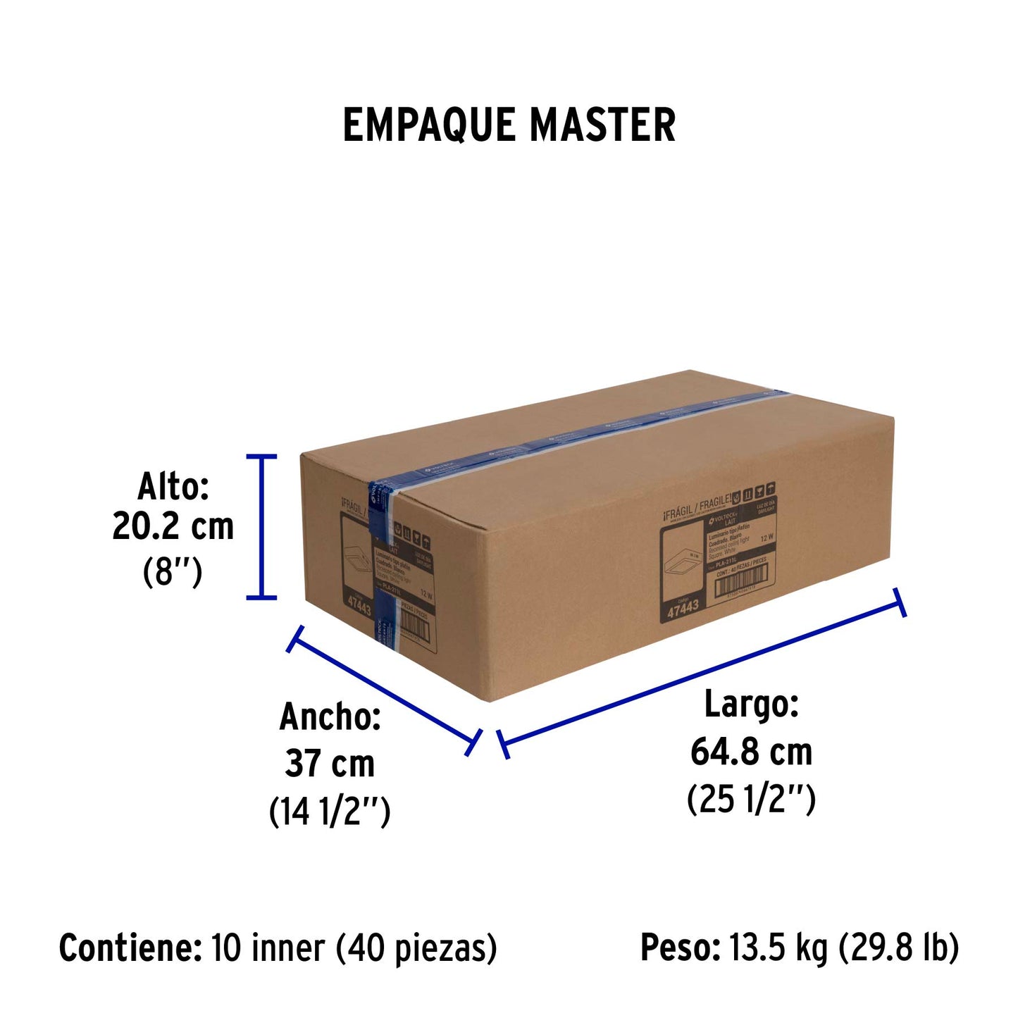 Luminario LED plafón 12W 6500K, cuadrado, blanco, VOLTECK | PLA-211L | 47443