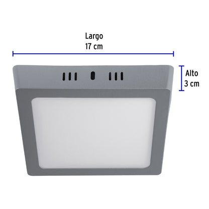Luminario LED plafón 12W 6500K, cuadrado, gris, VOLTECK | PLA-219L | 47447