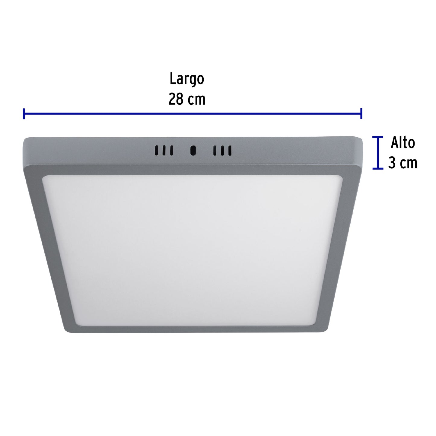 Luminario LED plafón 24W 6500K, cuadrado, gris, VOLTECK | PLA-221L | 47449