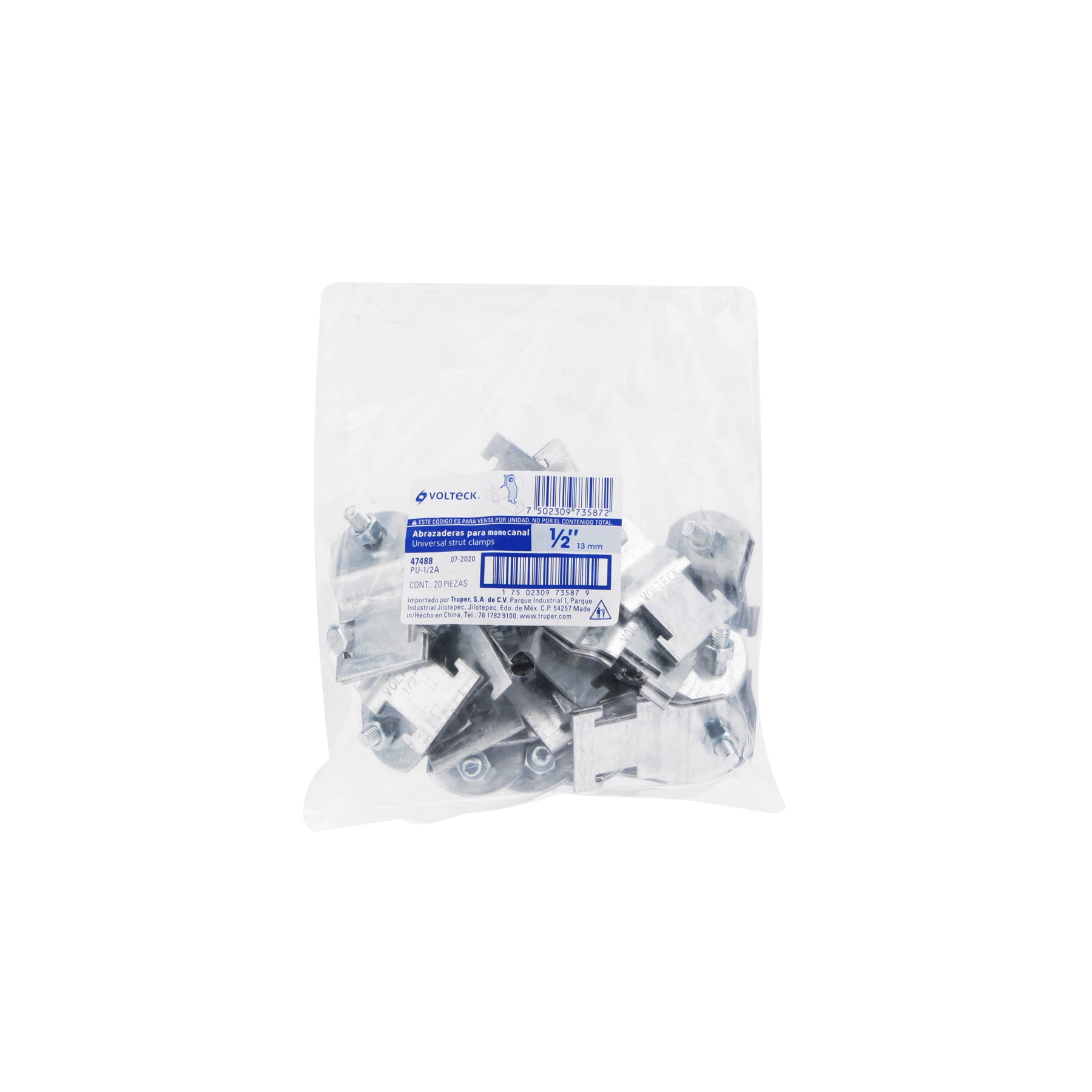 Abrazadera para perfil monocanal de 1/2 ', VOLTECK | PU-1/2A | 47488
