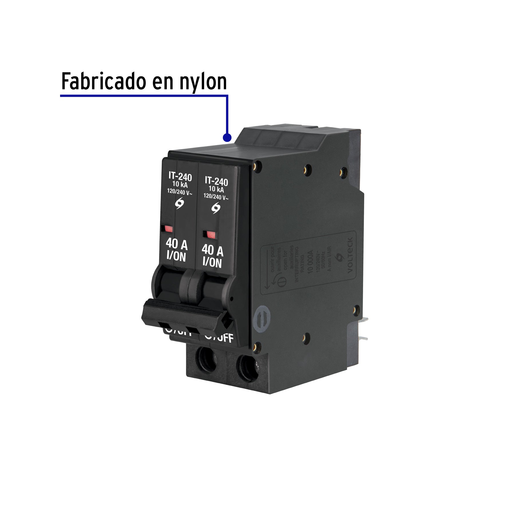 Interruptor de 2 polos 40A, enchufable, VOLTECK | IT-240 | 47511