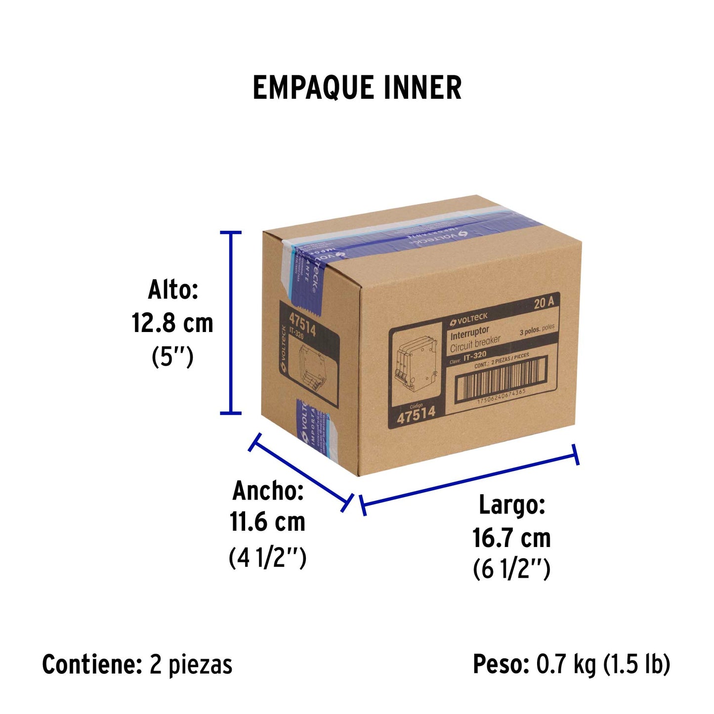 Interruptor de 3 polos 20A, enchufable, VOLTECK | IT-320 | 47514