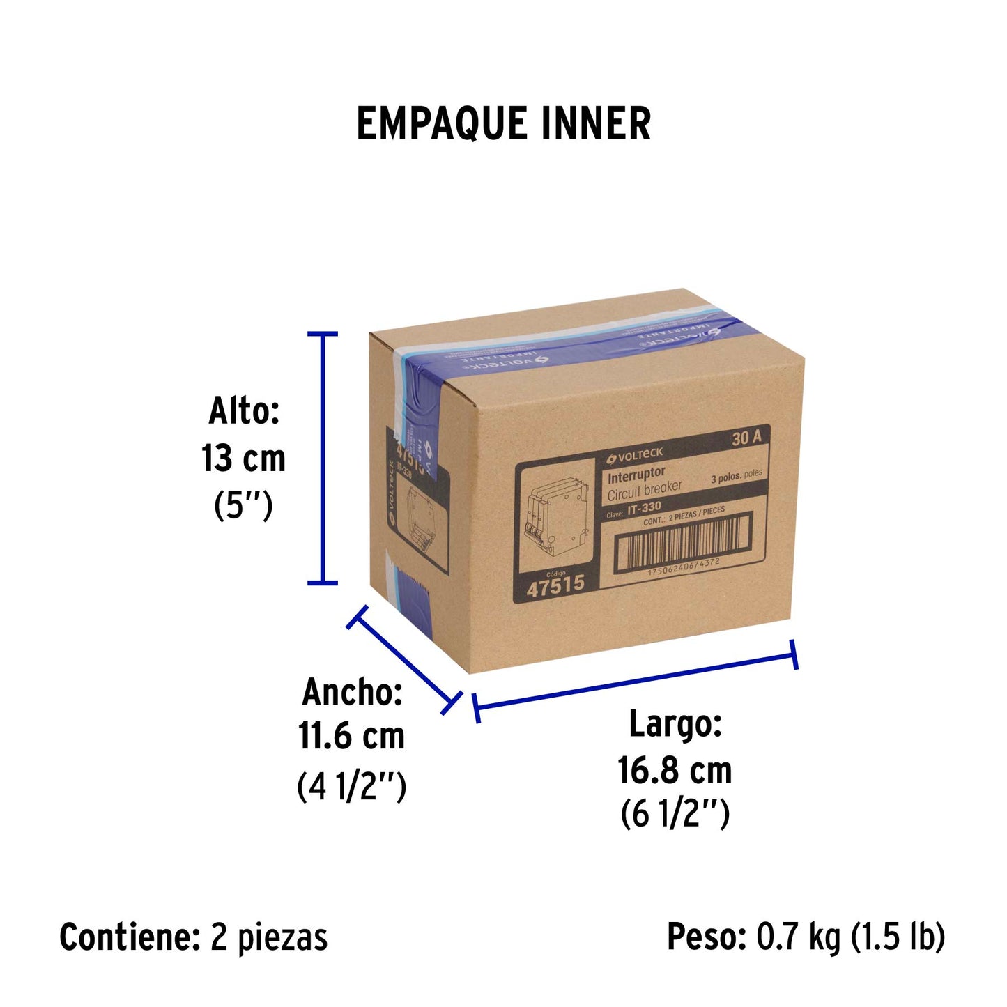 Interruptor de 3 polos 30A, enchufable, VOLTECK | IT-330 | 47515