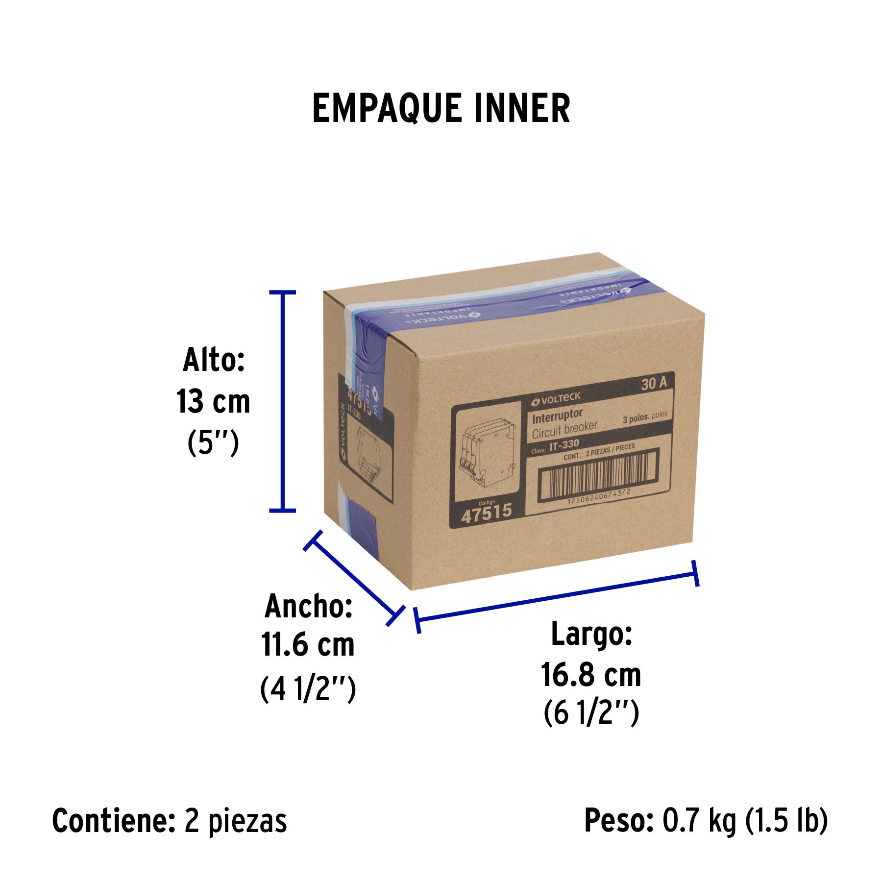 Interruptor de 3 polos 30A, enchufable, VOLTECK | IT-330 | 47515