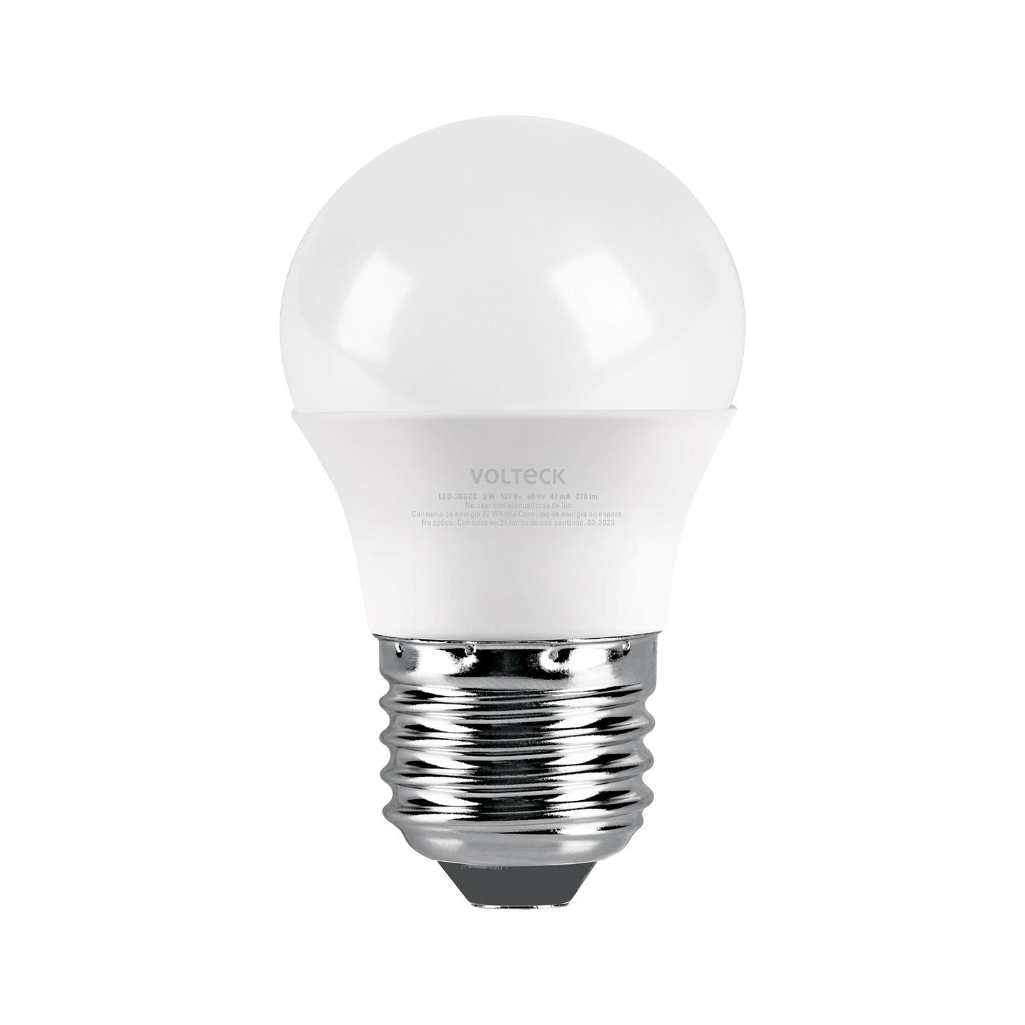 Lámpara LED G45 3 W (equiv. 25 W), luz cálida, caja, Volteck | LED-30GCC | 47543