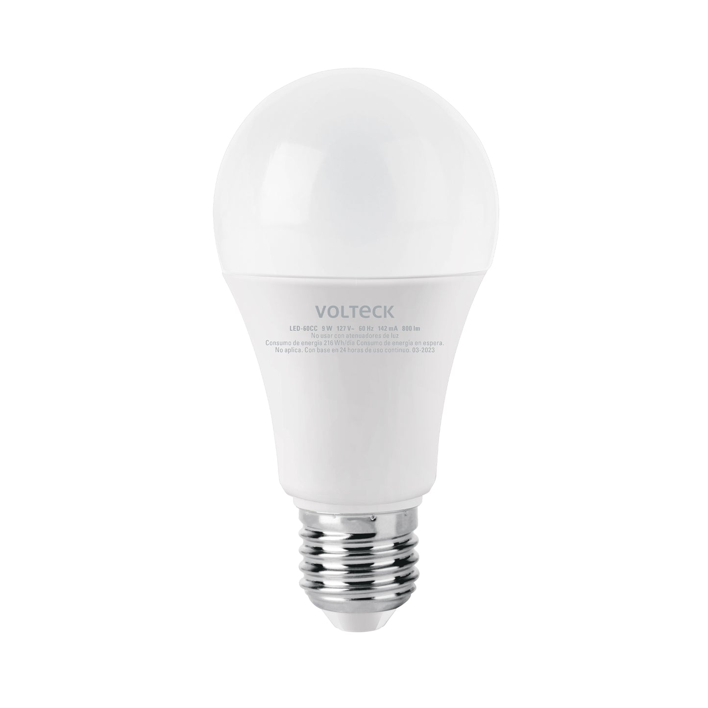 Lámpara LED A19 9 W (equiv. 60 W), luz cálida, caja, Volteck | LED-60CC | 47547