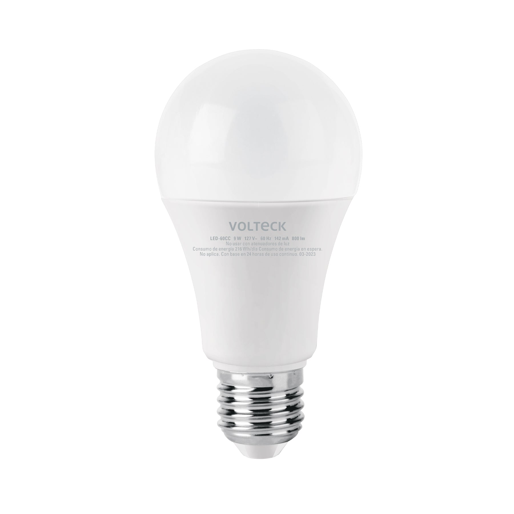 Lámpara LED A19 9 W (equiv. 60 W), luz cálida, caja, Volteck | LED-60CC | 47547