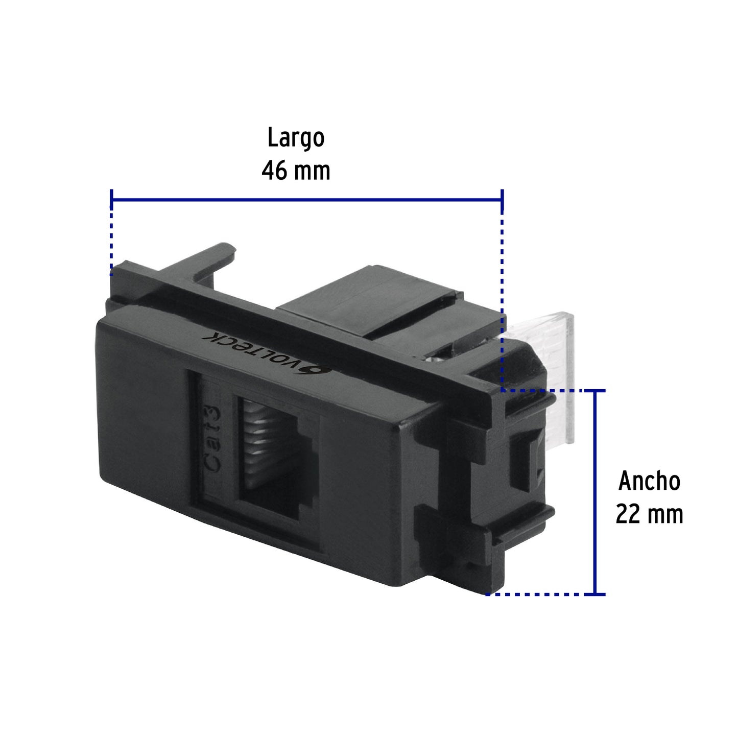 Toma de teléfono, línea Italiana, color negro, Volteck | TE-IN | 47611