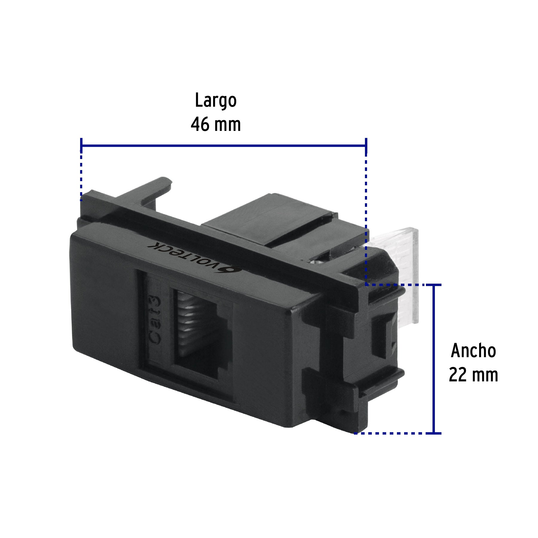 Toma de teléfono, línea Italiana, color negro, Volteck | TE-IN | 47611
