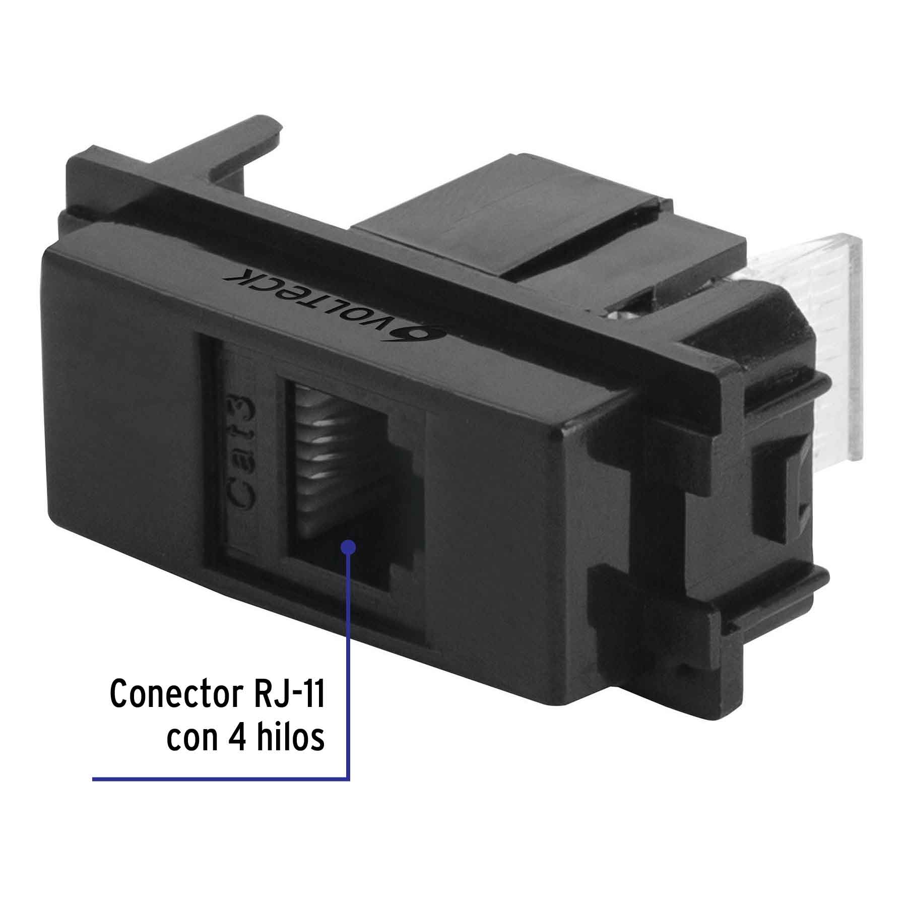 Toma de teléfono, línea Italiana, color negro, Volteck | TE-IN | 47611
