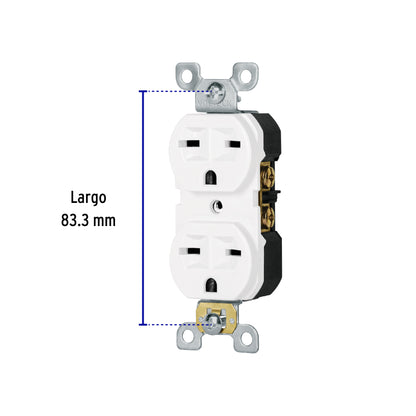 Contacto dúplex, cara de chino, Standard, blanco, Volteck | CODO-CHSB | 47722
