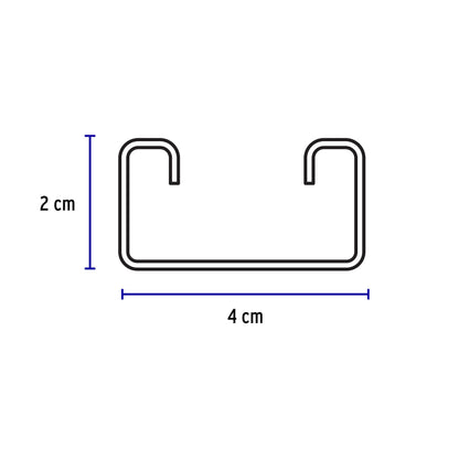 Perfil monocanal perforado de 3 m, 4 x 2 cm cal. 18, VOLTECK | PU-182P | 47757
