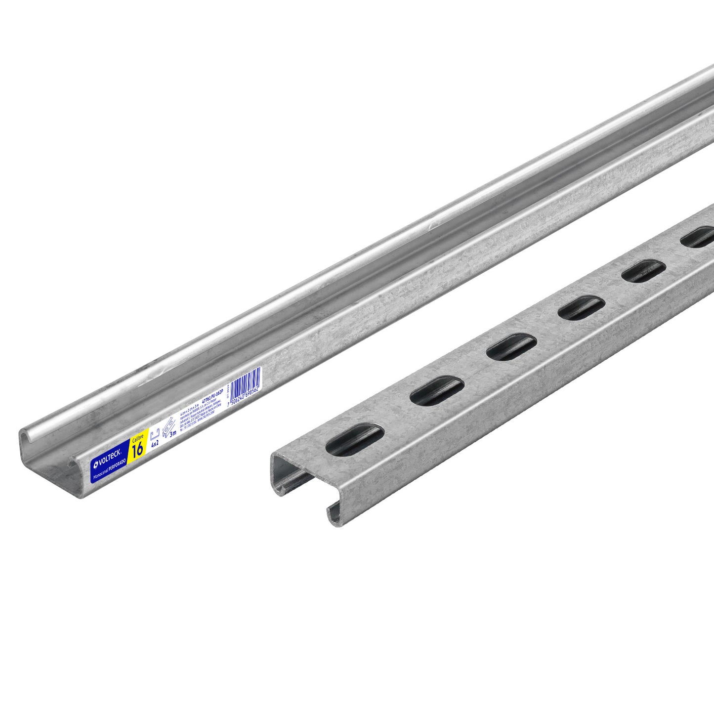 Perfil monocanal perforado de 3 m, 4 x 2 cm cal. 16, VOLTECK | PU-162P | 47761