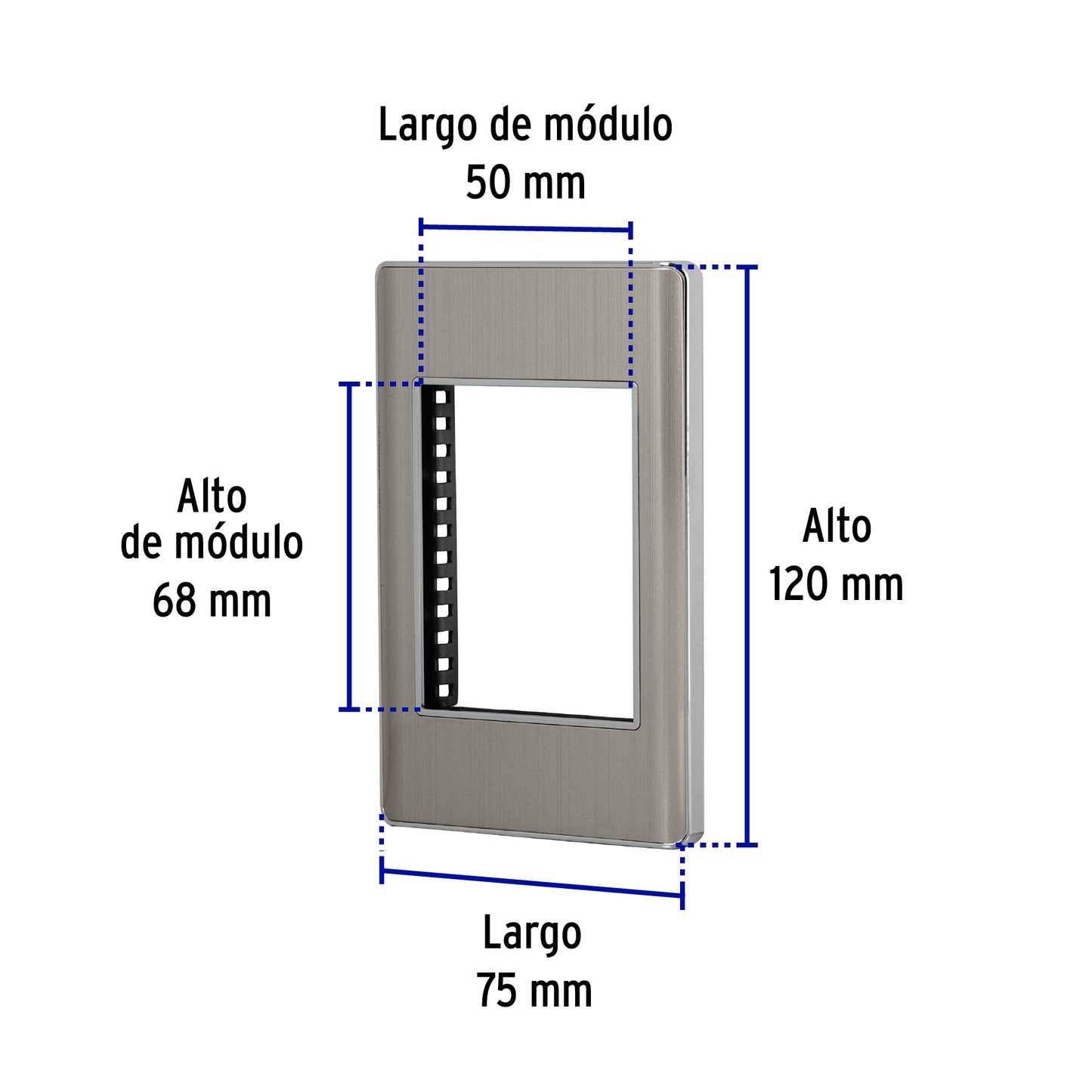 Placa de acero inox con 1 ventana 3 módulos, línea Lisboa | PPTR-LA | 47819