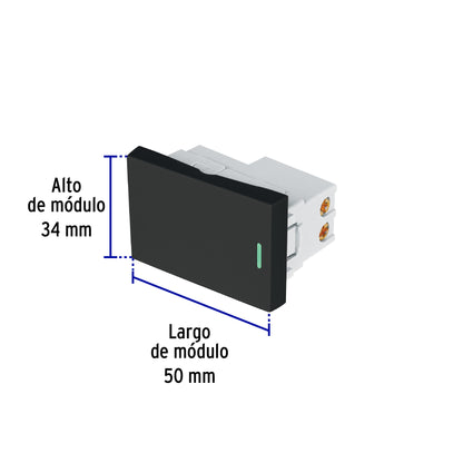 Interruptor sencillo negro de 1.5 módulos, línea Lisboa | APSE15-LN | 47874