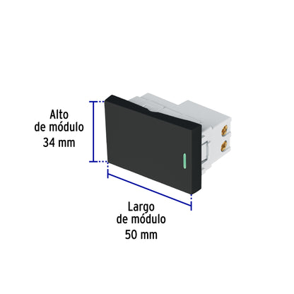 Interruptor de 3 vías negro de 1.5 módulos, línea Lisboa | APSE15-ELN | 47877