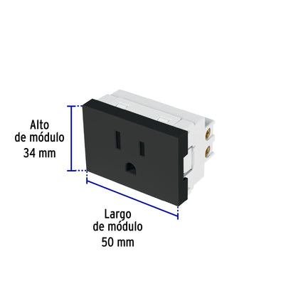 Contacto aterrizado negro de 1.5 módulos, línea Lisboa | COA15-LN | 47881