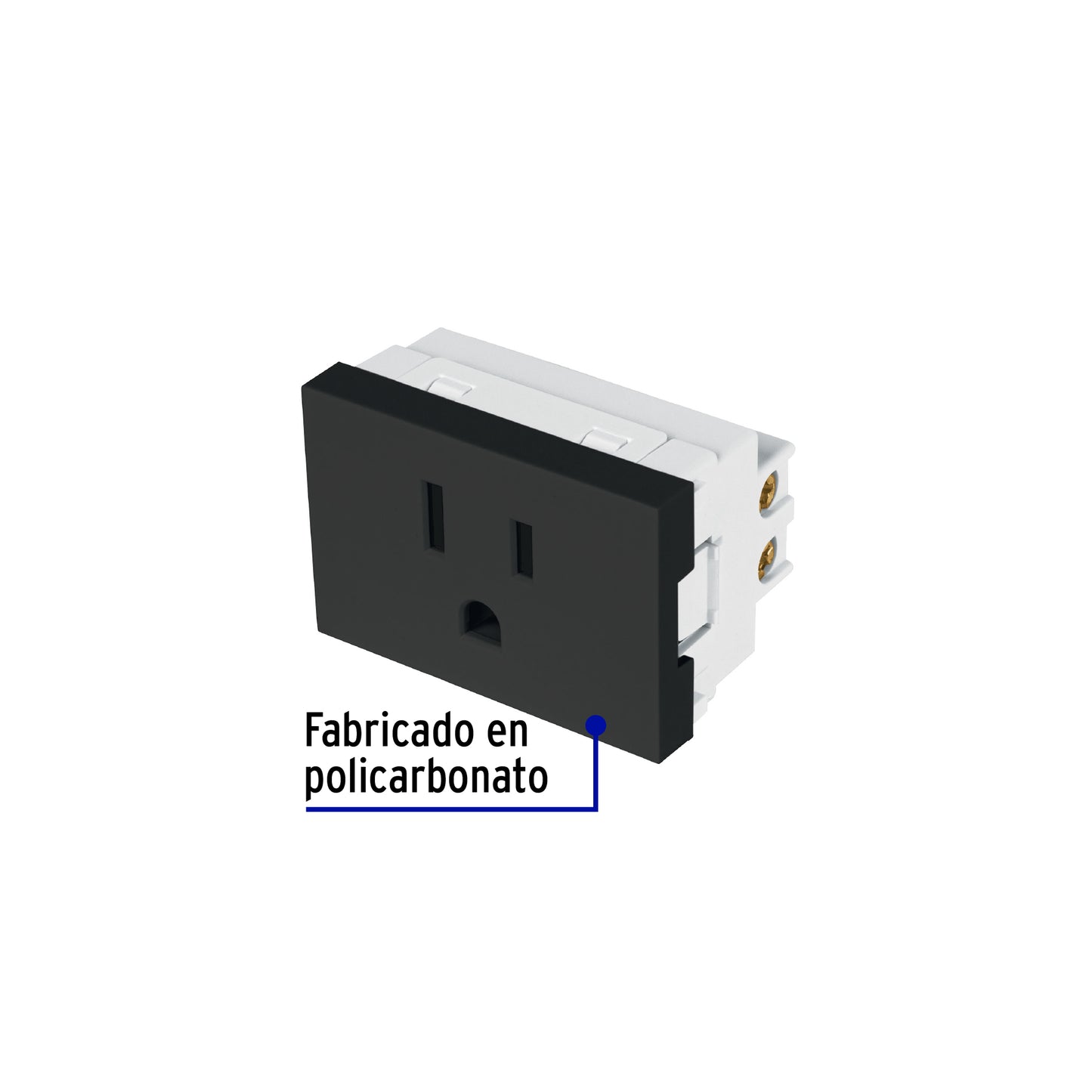 Contacto aterrizado negro de 1.5 módulos, línea Lisboa | COA15-LN | 47881