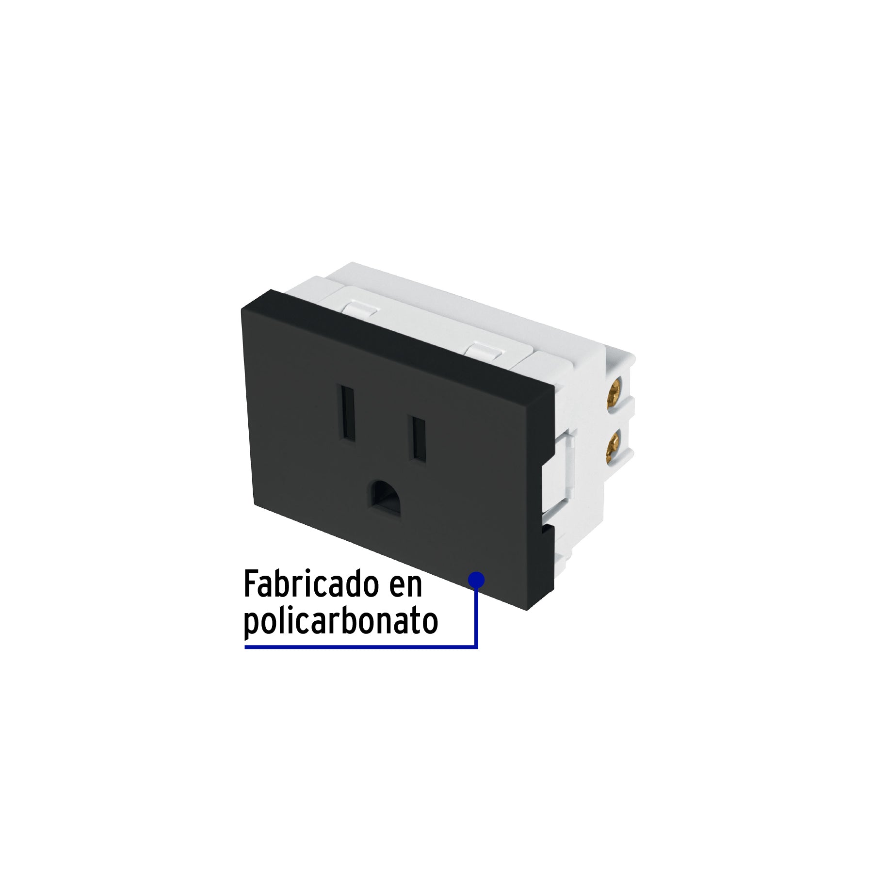 Contacto aterrizado negro de 1.5 módulos, línea Lisboa | COA15-LN | 47881