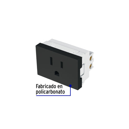 Contacto aterrizado negro de 1.5 módulos, línea Lisboa | COA15-LN | 47881