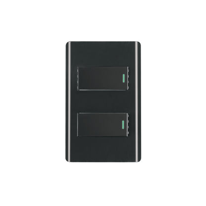 Placa armada negra con 2 interruptores 1 módulo, Lisboa | PA-APDO1-LN | 47887