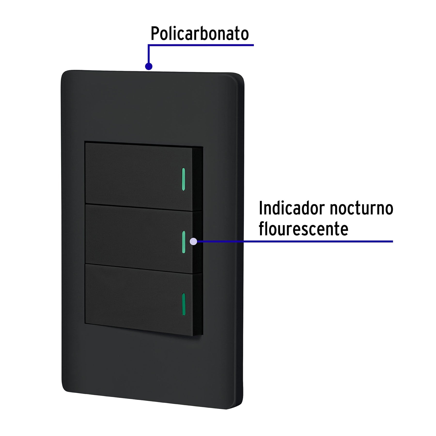 Placa armada negra 2 interruptores 1 de 3 vías 1 mód,Lisboa | PA-APTR-ELN | 47890