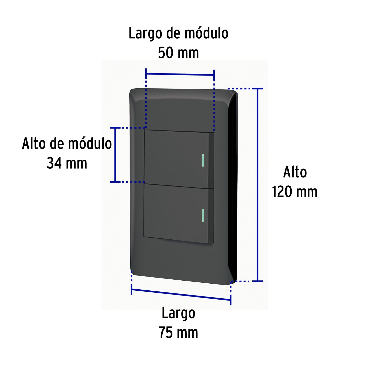 Placa armada negra 1 interruptor y 1 de 3vías 1.5mód,Lisboa | PA-APDO15-ELN | 47894