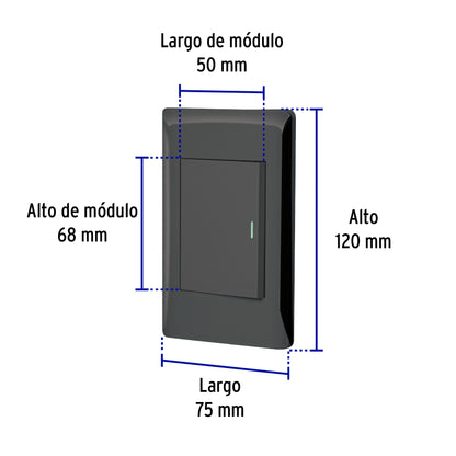 Placa armada negra 1 interruptor 3 módulos, Lisboa, Volteck | PA-APSE3-LN | 47895