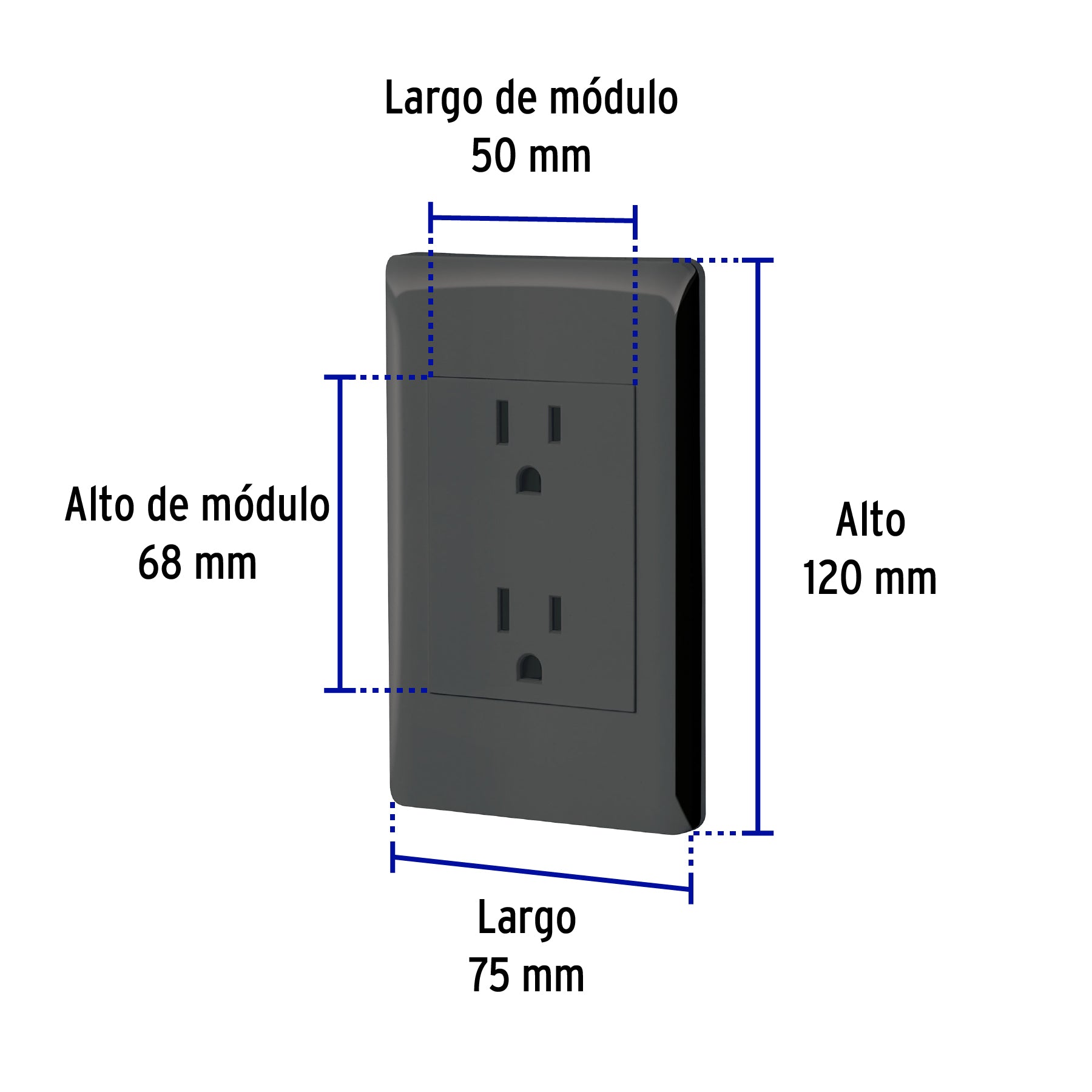 Placa armada negra contacto dúplex 3 módulos, Lisboa | CODO-LN | 47902