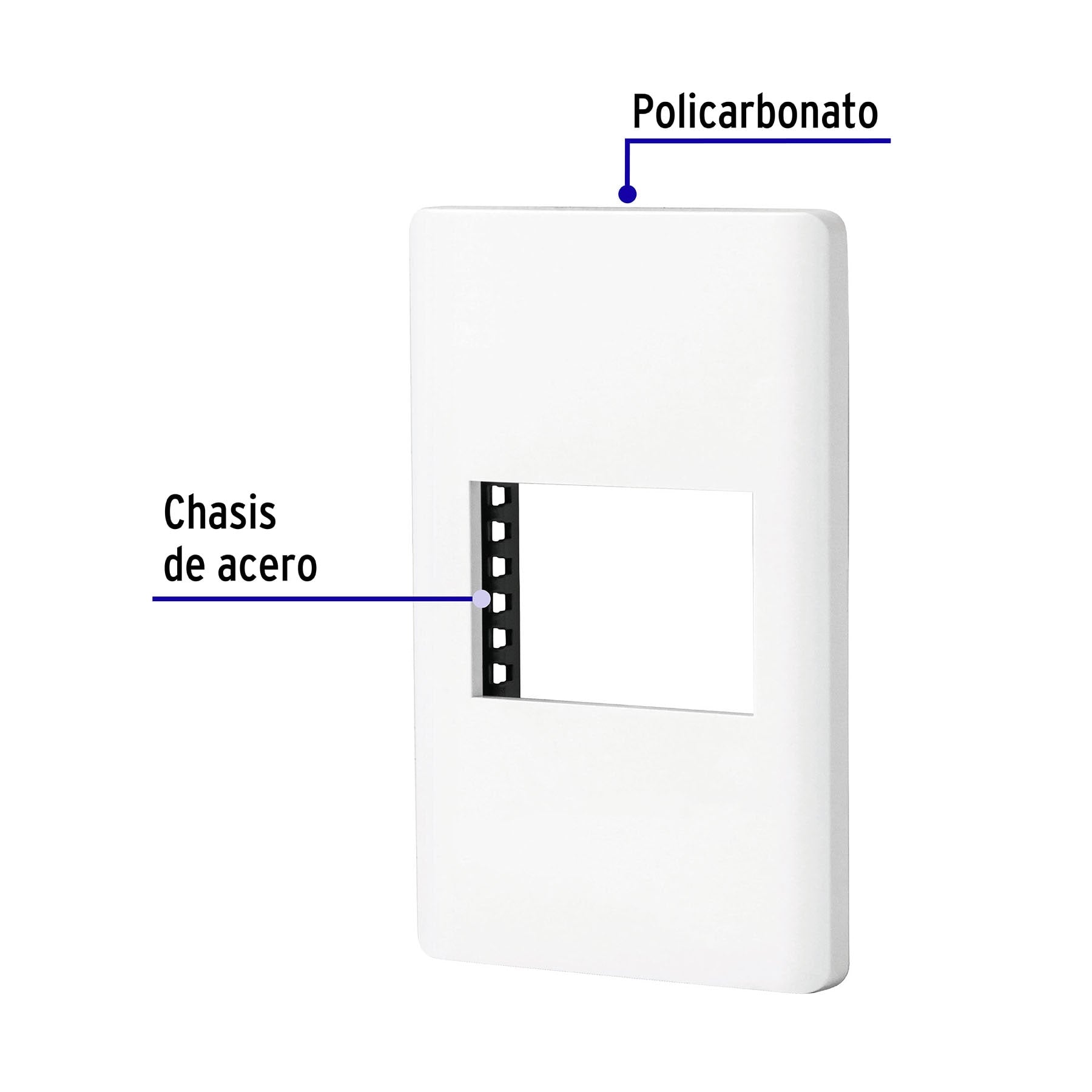Placa blanca de 1 ventana 1.5 módulos, línea Lisboa, Volteck | PPSE15-LB | 47938
