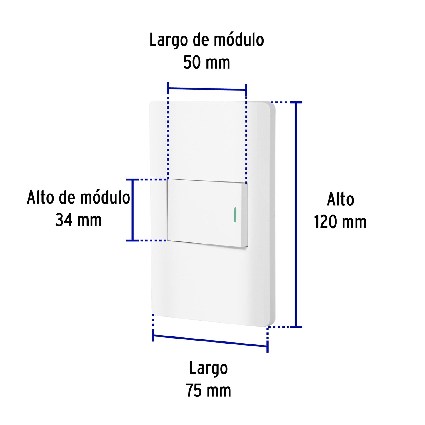 Placa armada blanca 1 interruptor de 3 vías 1.5 mód, Lisboa | PA-APSE15-ELB | 47959