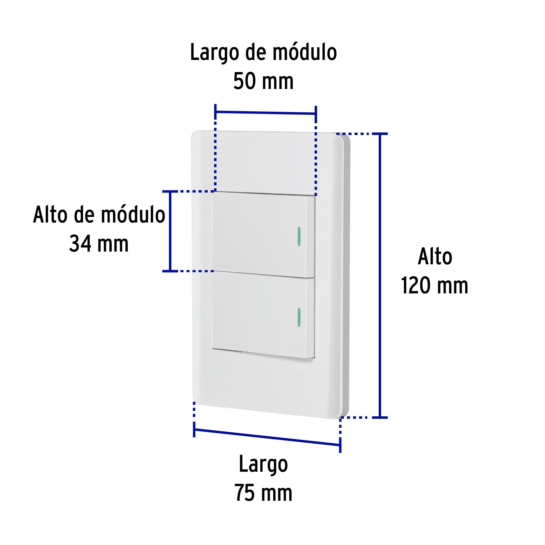 Placa armada blanca 2 interruptores 1.5 módulos, Lisboa | PA-APDO15-LB | 47960