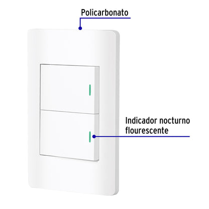Placa armada blanca 1 interruptor y 1 de 3vías 1.5mód, Lisbo | PA-APDO15-ELB | 47961